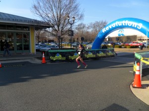 First woman coming up on the finish line