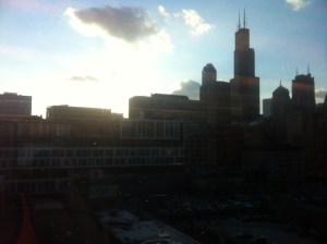 Pretty awesome view of the Chicago skyline through the floor-to-celing windows!