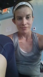 Nervously awaiting the start of class in my new Oiselle flyte tank and lesley knickers!